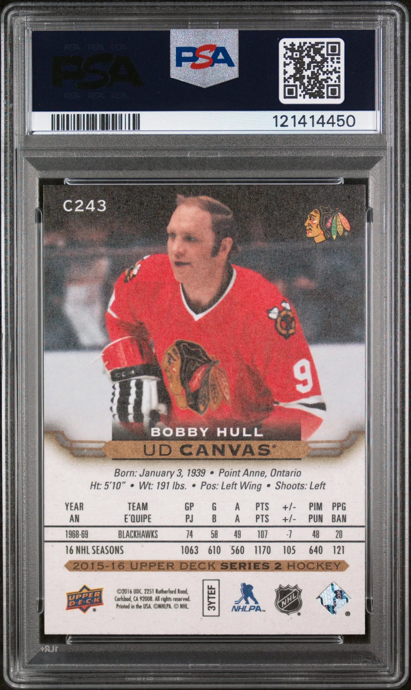 Bobby Hull Canvas Retired PSA 10 RARE SP 2015-16 15-16 UD Upper Deck 