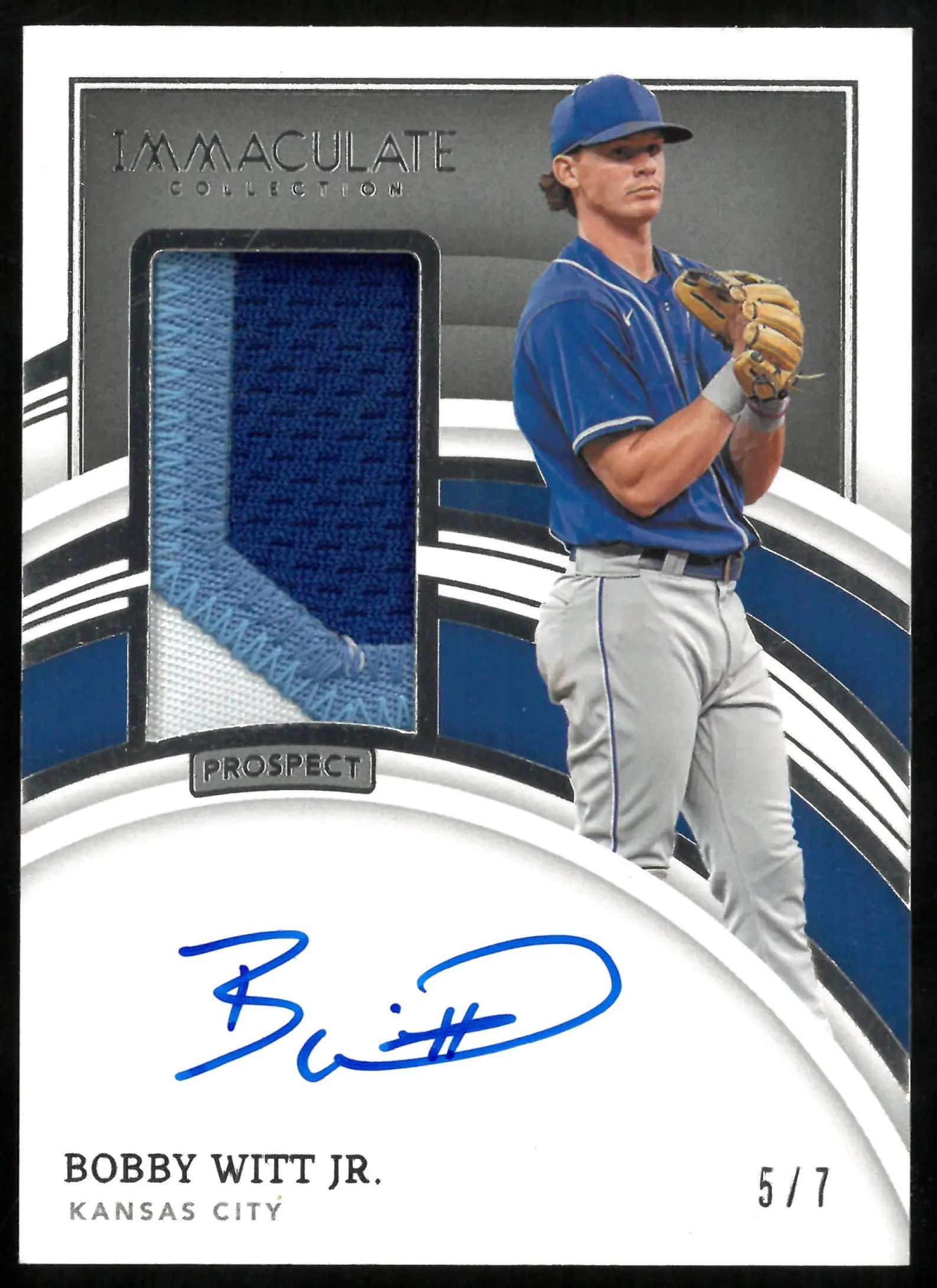 Bobby Witt Jr /7 RC Rookie Patch Auto IMMACULATE 2022 Royals 