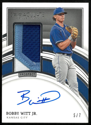 Bobby Witt Jr /7 RC Rookie Patch Auto IMMACULATE 2022 Royals 