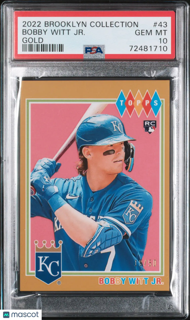 Bobby Witt Jr RC /50 PSA 10 Brooklyn Collection GOLD Rookie Topps 2022
