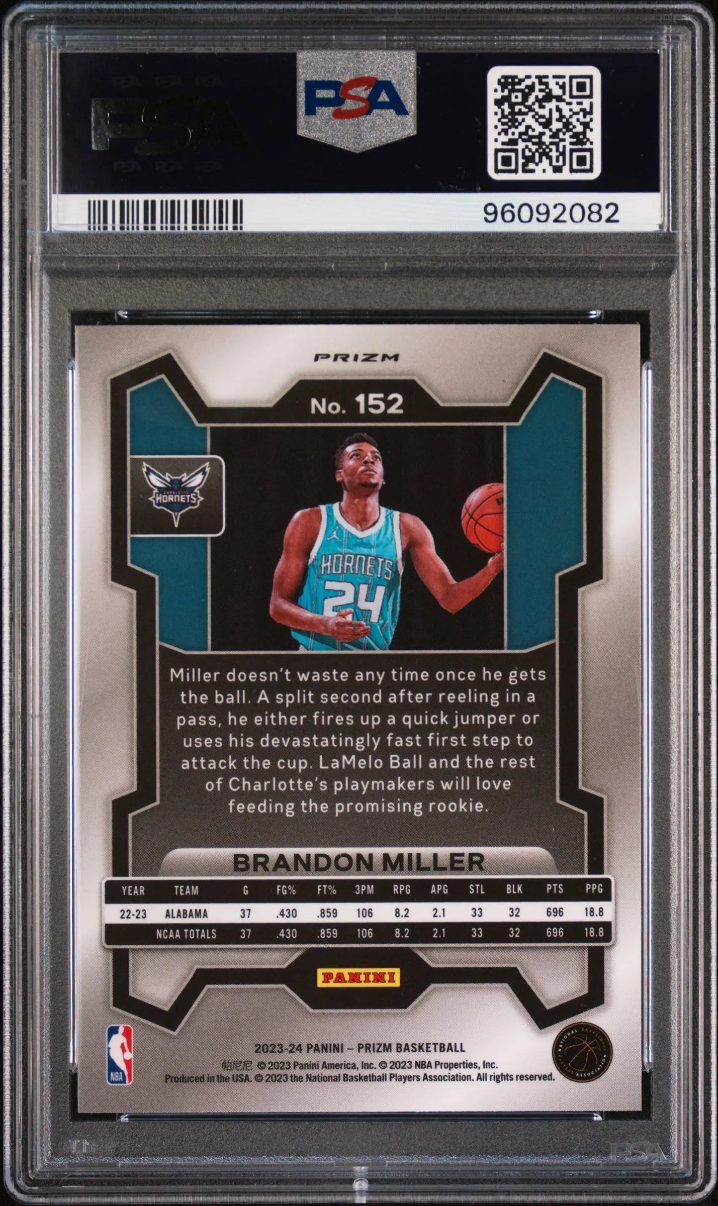 Brandon Miller PSA 10 Silver Prizm RC Rookie 2023-24 23-24 