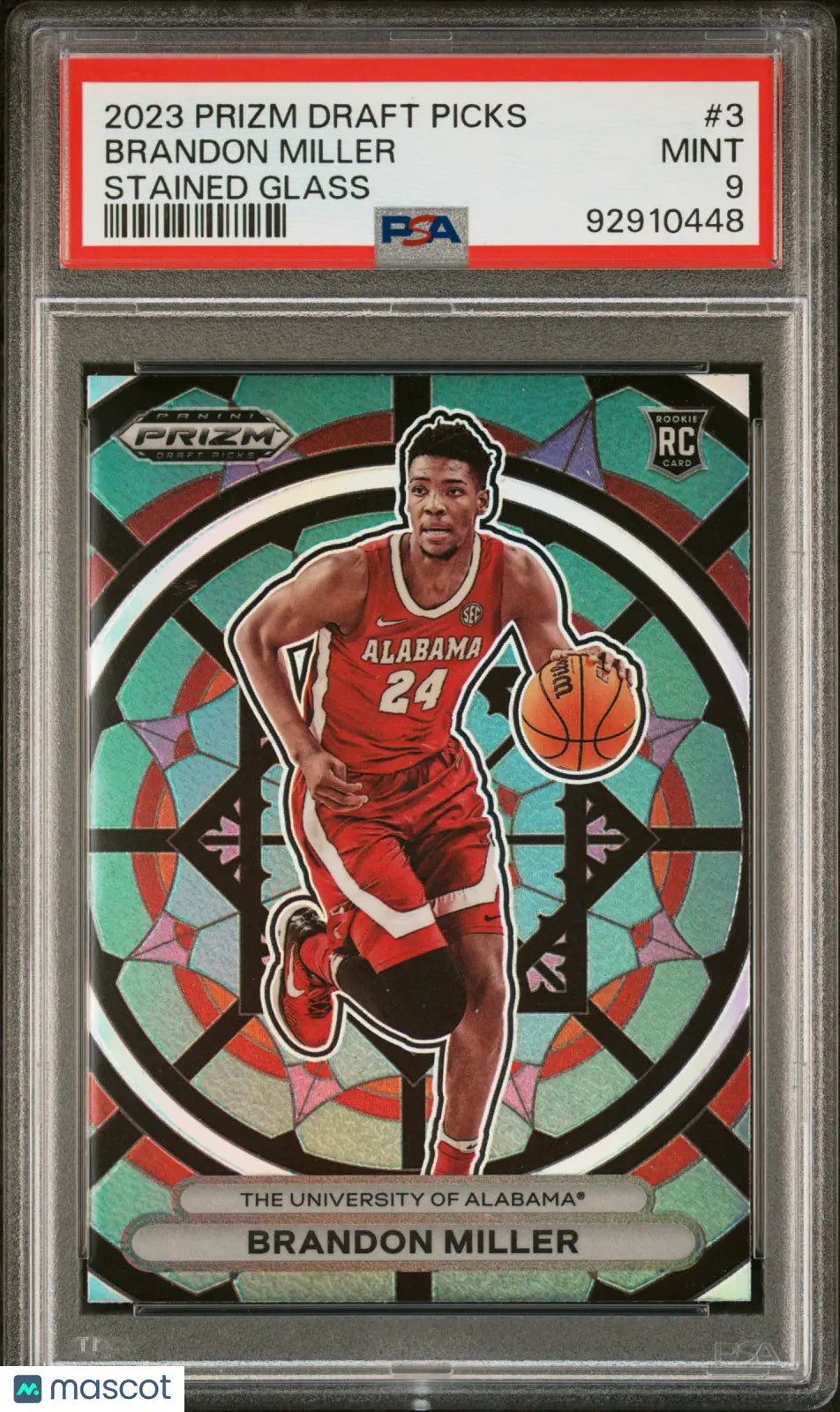 Brandon Miller RC Rookie Stained Glass PSA 9 2023-24 Prizm Draft Picks 23-24 #3 