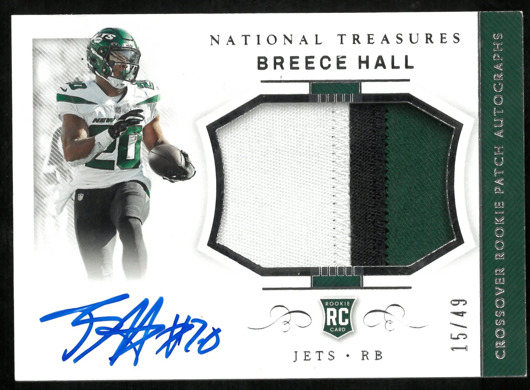Breece Hall /49 Auto Patch National Treasures 2022 Panini 