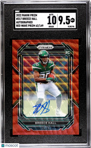 Breece Hall RC Rookie /149 Autograph Red Wave SGC 9.5 Auto 10 2022 Pan
