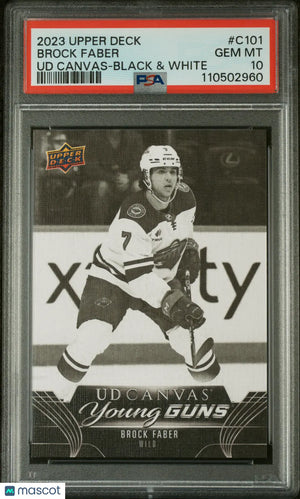 Brock Faber Black White Canvas PSA 10 RC Rookie 2023-24 23-24 UD Upper Deck 