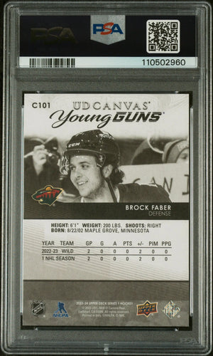 Brock Faber Black White Canvas PSA 10 RC Rookie 2023-24 23-24 UD Upper Deck 