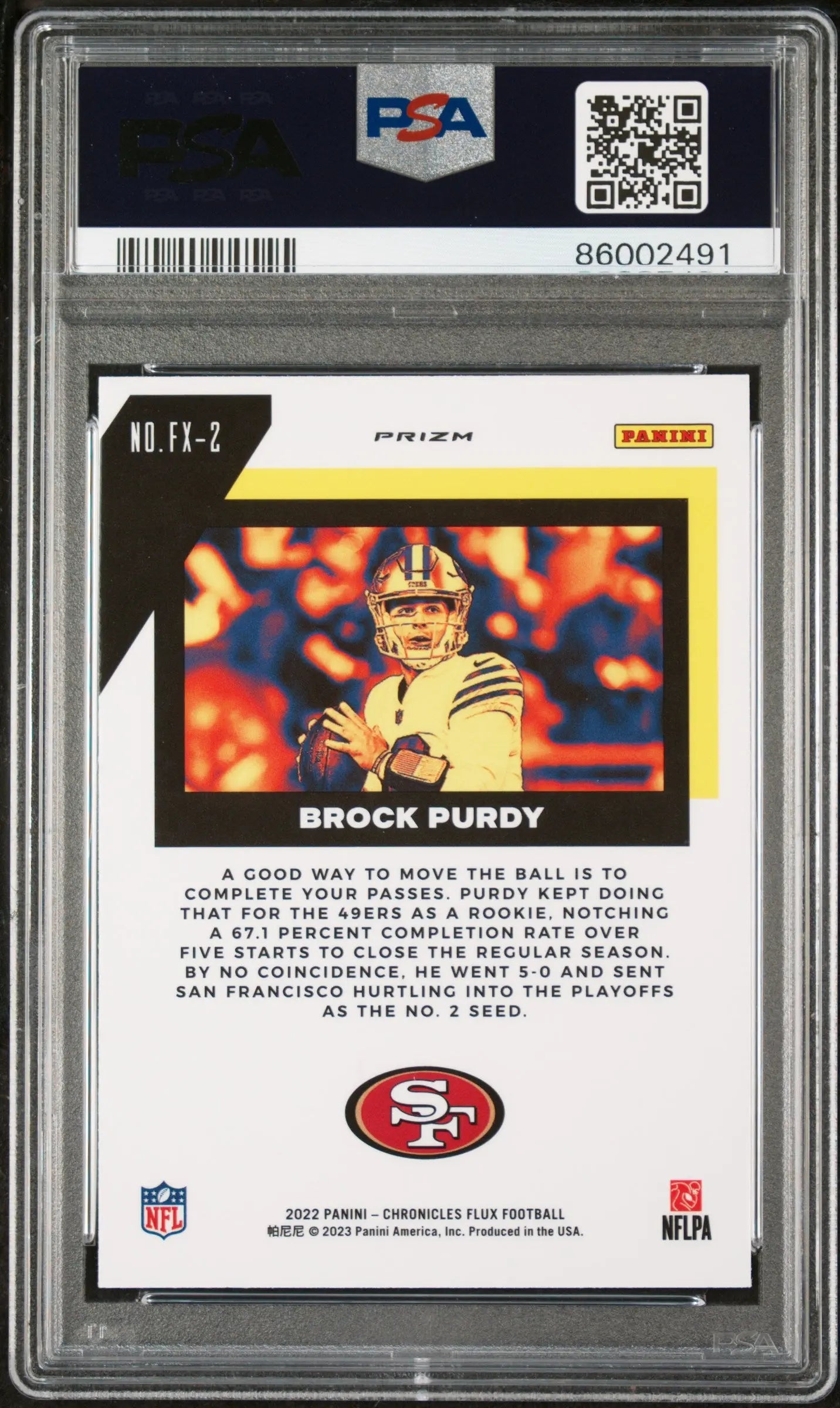 Brock Purdy Flux RC Rookie Silver PSA 9 2022 Chronicles Panini 49ers 