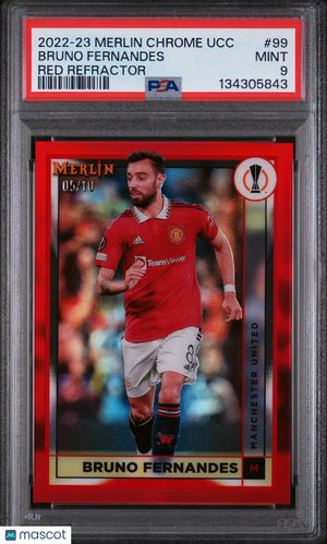Bruno Fernandes Red Refractor /10 PSA 9 2022-23 Topps Merlin Chrome UCC 