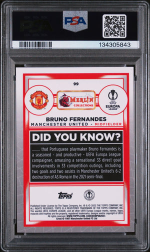 Bruno Fernandes Red Refractor /10 PSA 9 2022-23 Topps Merlin Chrome UCC 