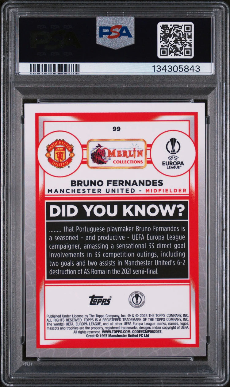 Bruno Fernandes Red Refractor /10 PSA 9 2022-23 Topps Merlin Chrome UCC 