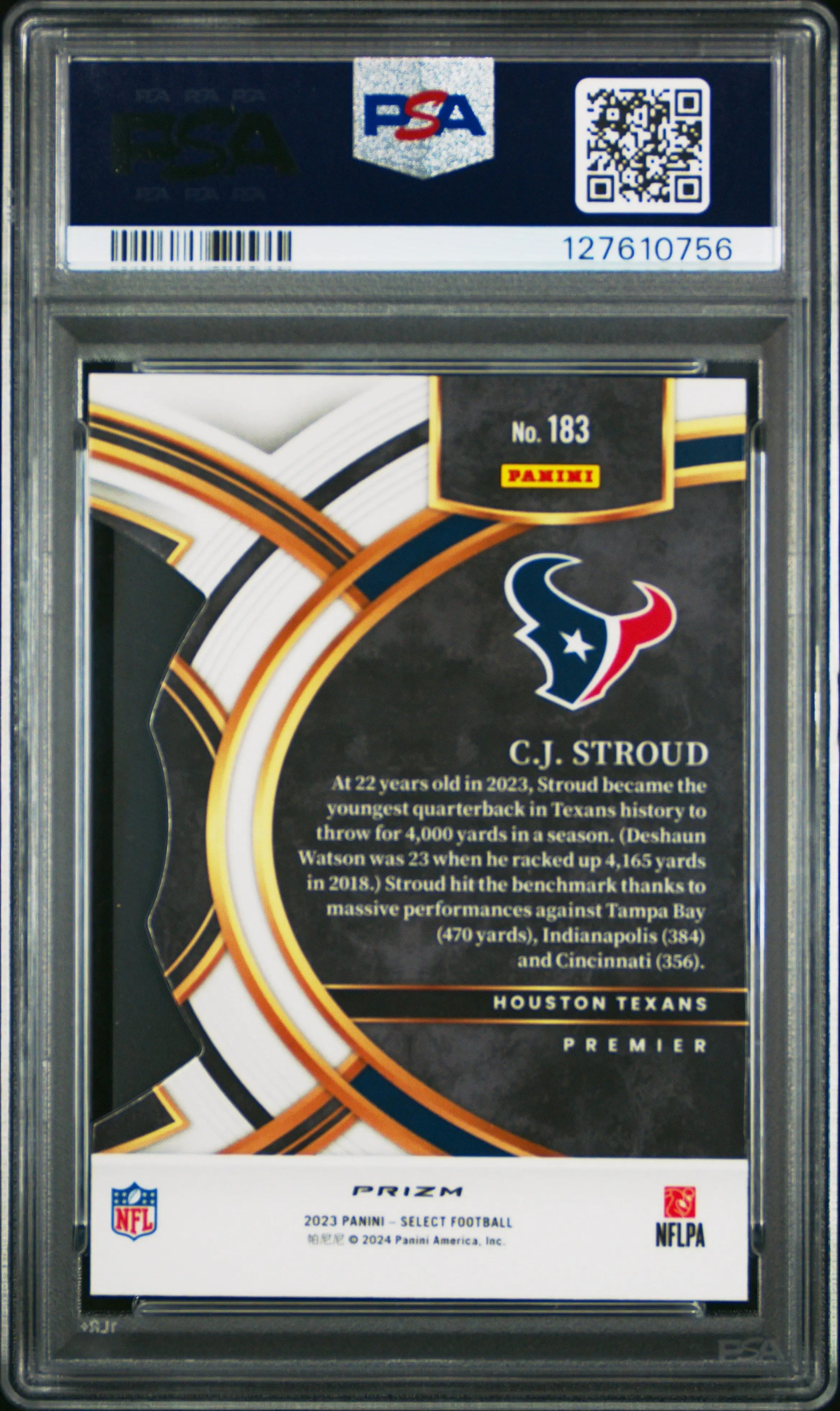 CJ Stroud 2023 Select PSA 10 Die Cut Black Red Prizm RC Rookie Texans 