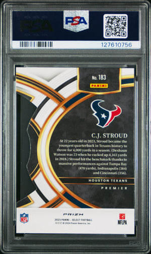 CJ Stroud 2023 Select PSA 10 Die Cut Black Red Prizm RC Rookie Texans 