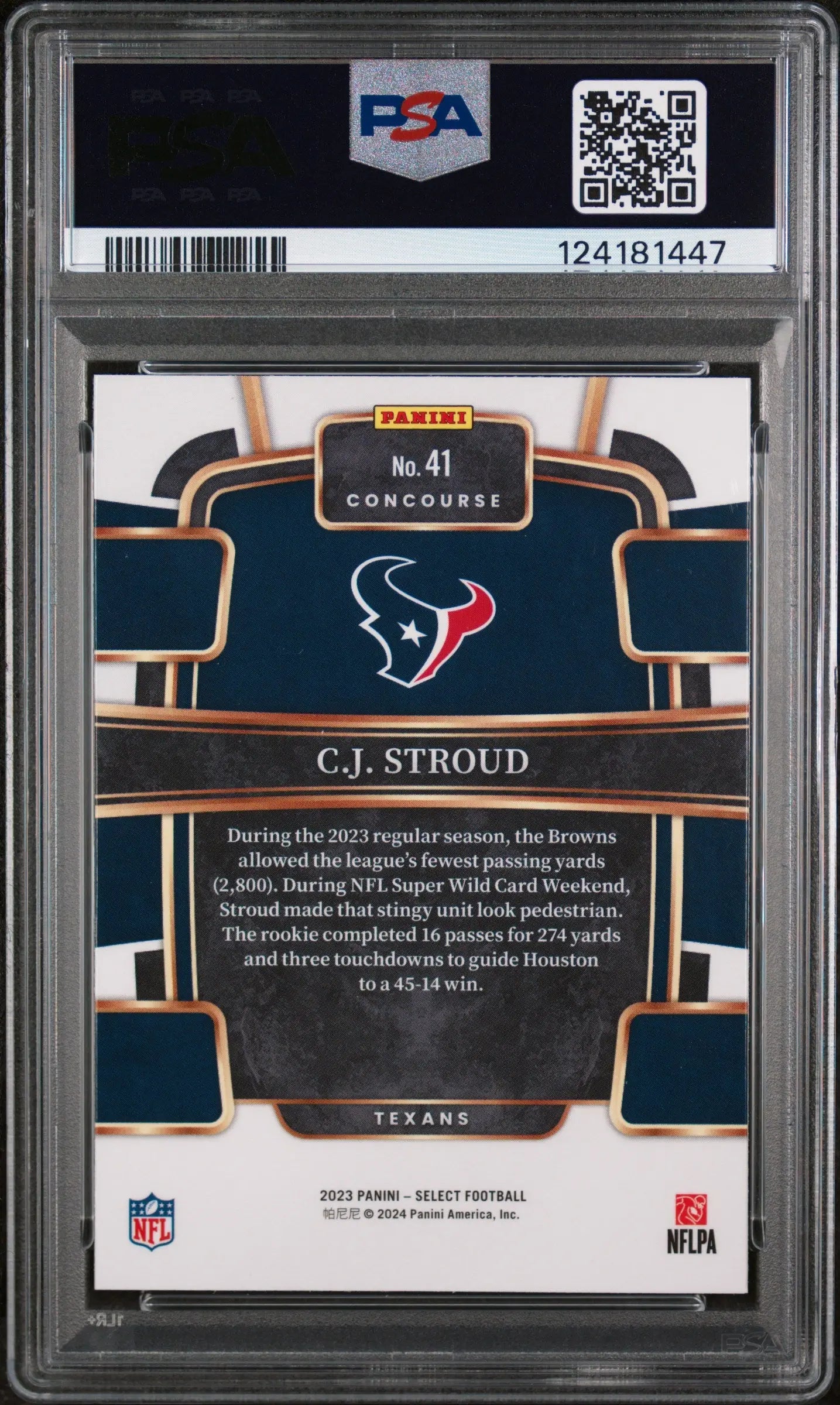 CJ Stroud RC Rookie Select PSA 10 2023 Panini Gem Texans 