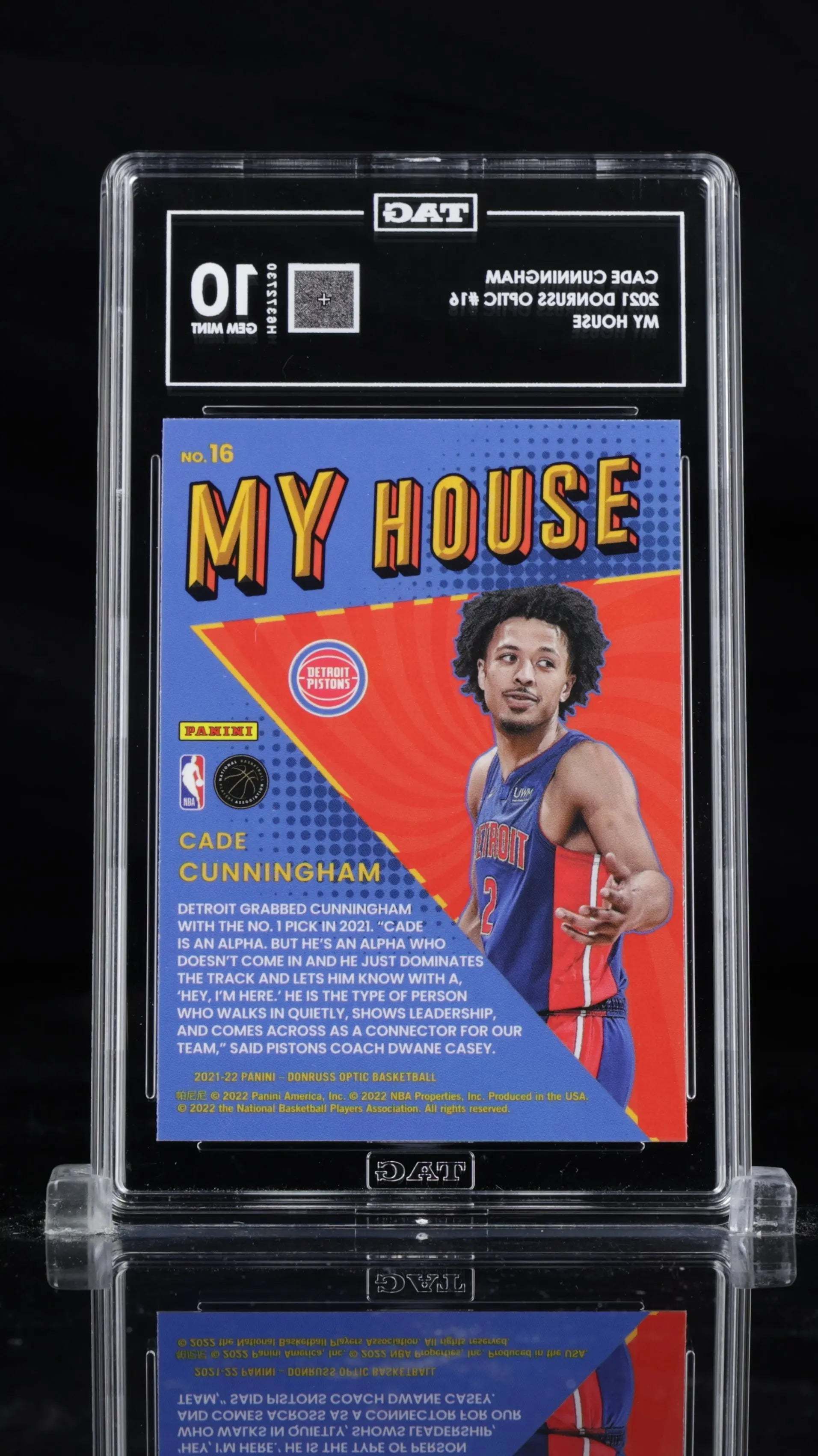 Cade Cunningham My House TAG 10 GEM MINT RC Rookie Donruss Optic 2020-21 20-21 