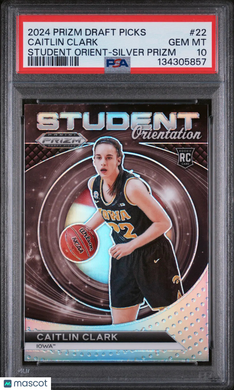 Caitlin Clark RC Rookie Silver PSA 10 2024 Prizm Draft Picks Student Orientation 