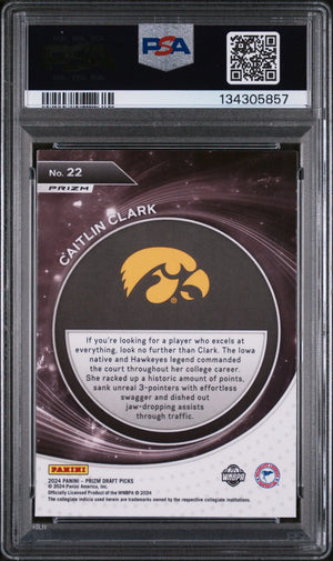 Caitlin Clark RC Rookie Silver PSA 10 2024 Prizm Draft Picks Student Orientation 