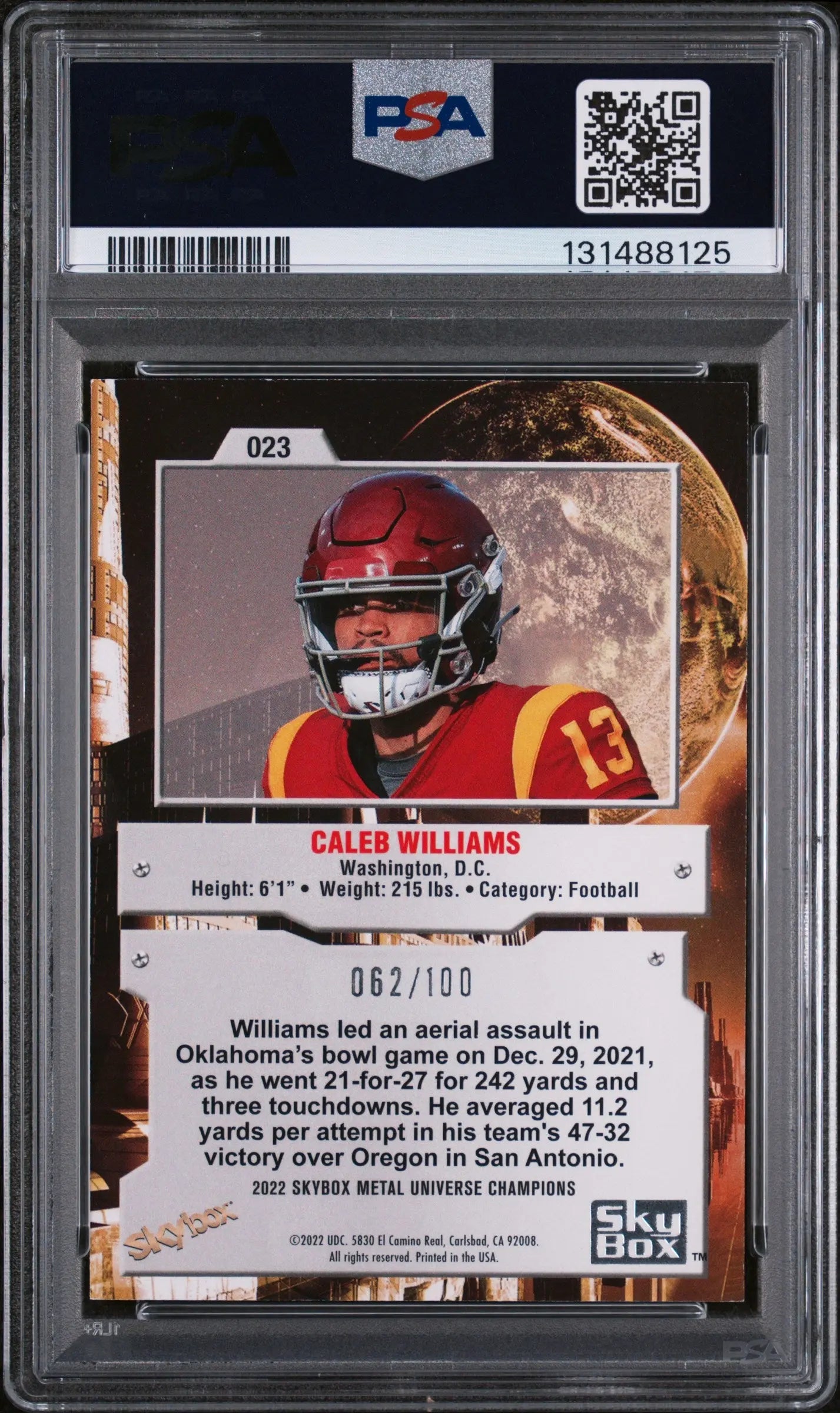 Caleb Williams RED PMG /100 PSA 8 RC 2022 Metal Universe Precious Gems 