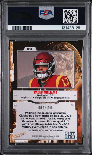Caleb Williams RED PMG /100 PSA 8 RC 2022 Metal Universe Precious Gems 