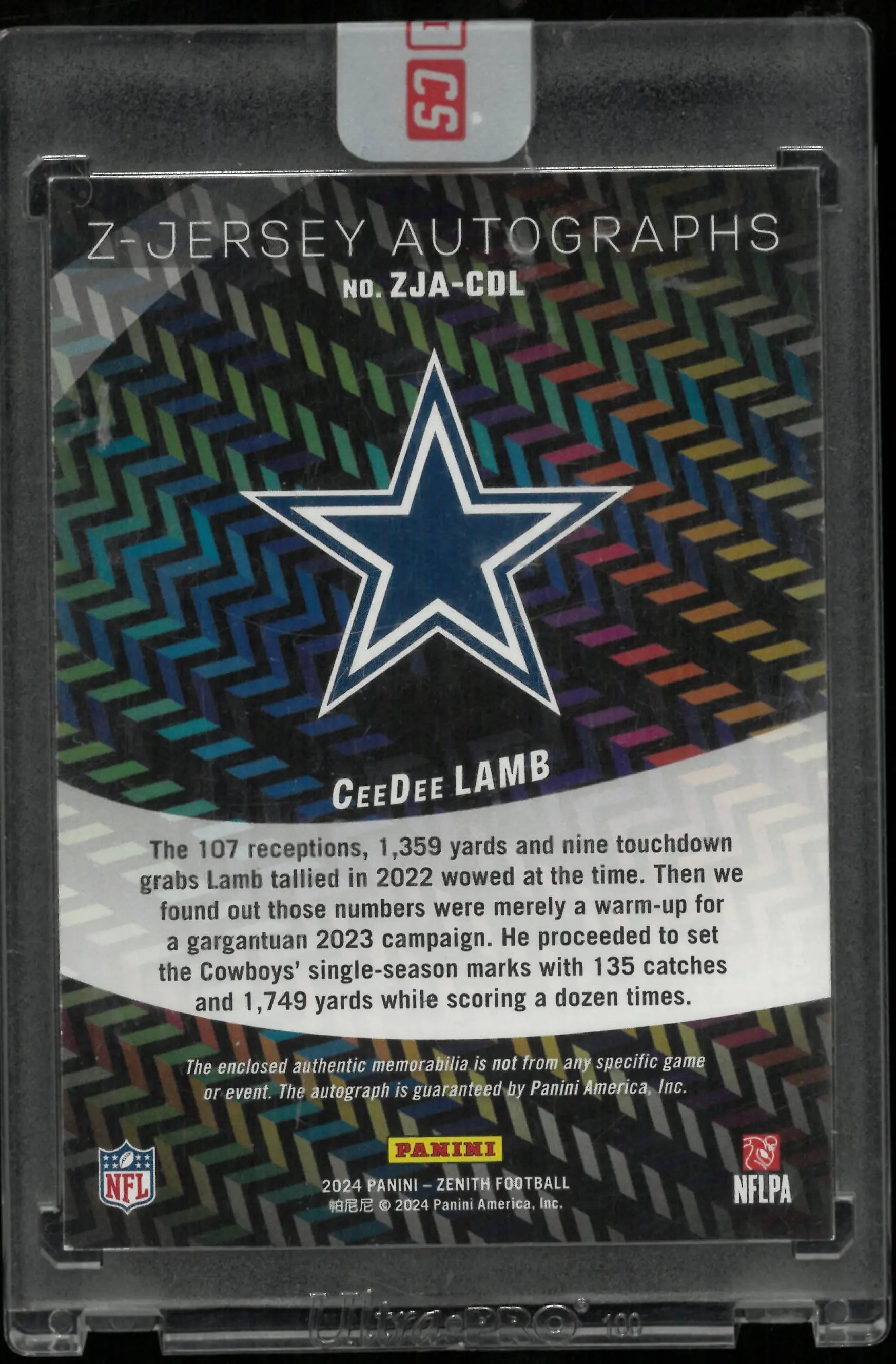 Ceedee Lamb Zenith Auto /199 Jersey 2024 Panini Autograph SEALED 
