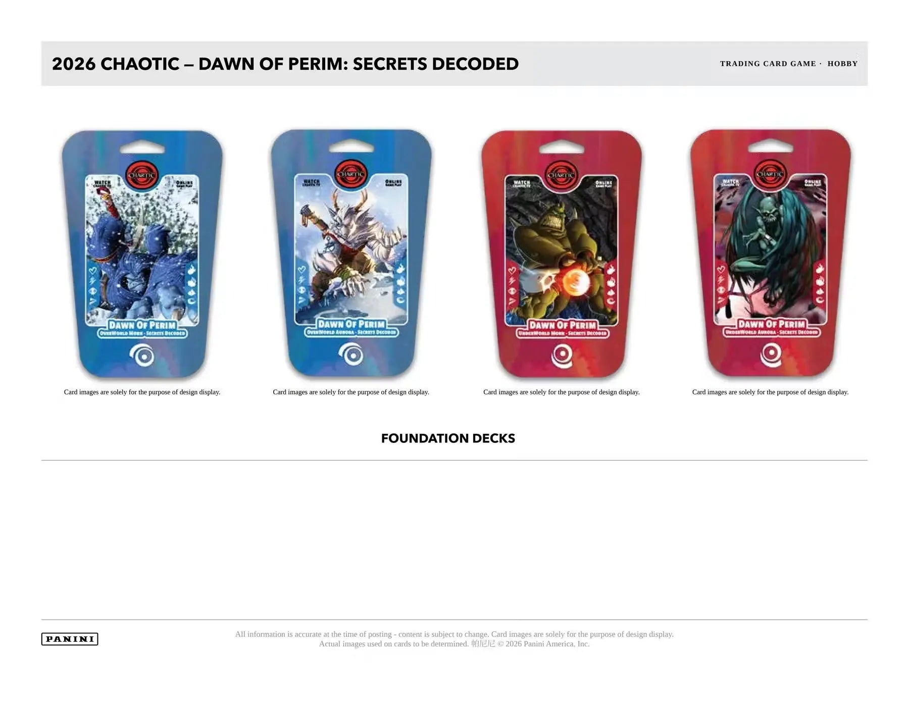 Chaotic - Dawn of Perim: Secrets Decoded - Foundation Deck - Display 