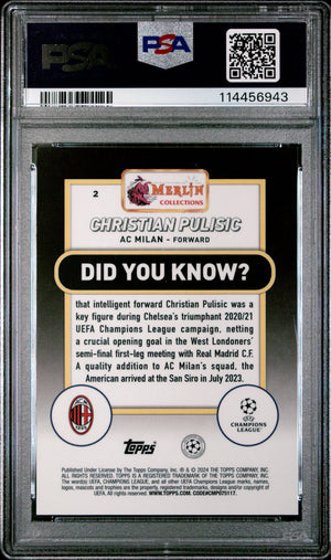 Christian Pulisic Orange Mogo /25 PSA 10 2023-24 Topps Merlin UCC 