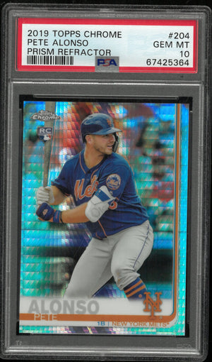 Chrome Pete Alonso #204 Prism Refractor PSA 10 2019 Topps RC Rookie 