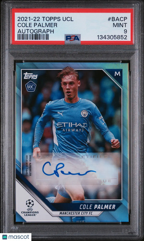 Cole Palmer PSA 9 RC Auto Rookie 2021-22 Topps UEFA Champions League A