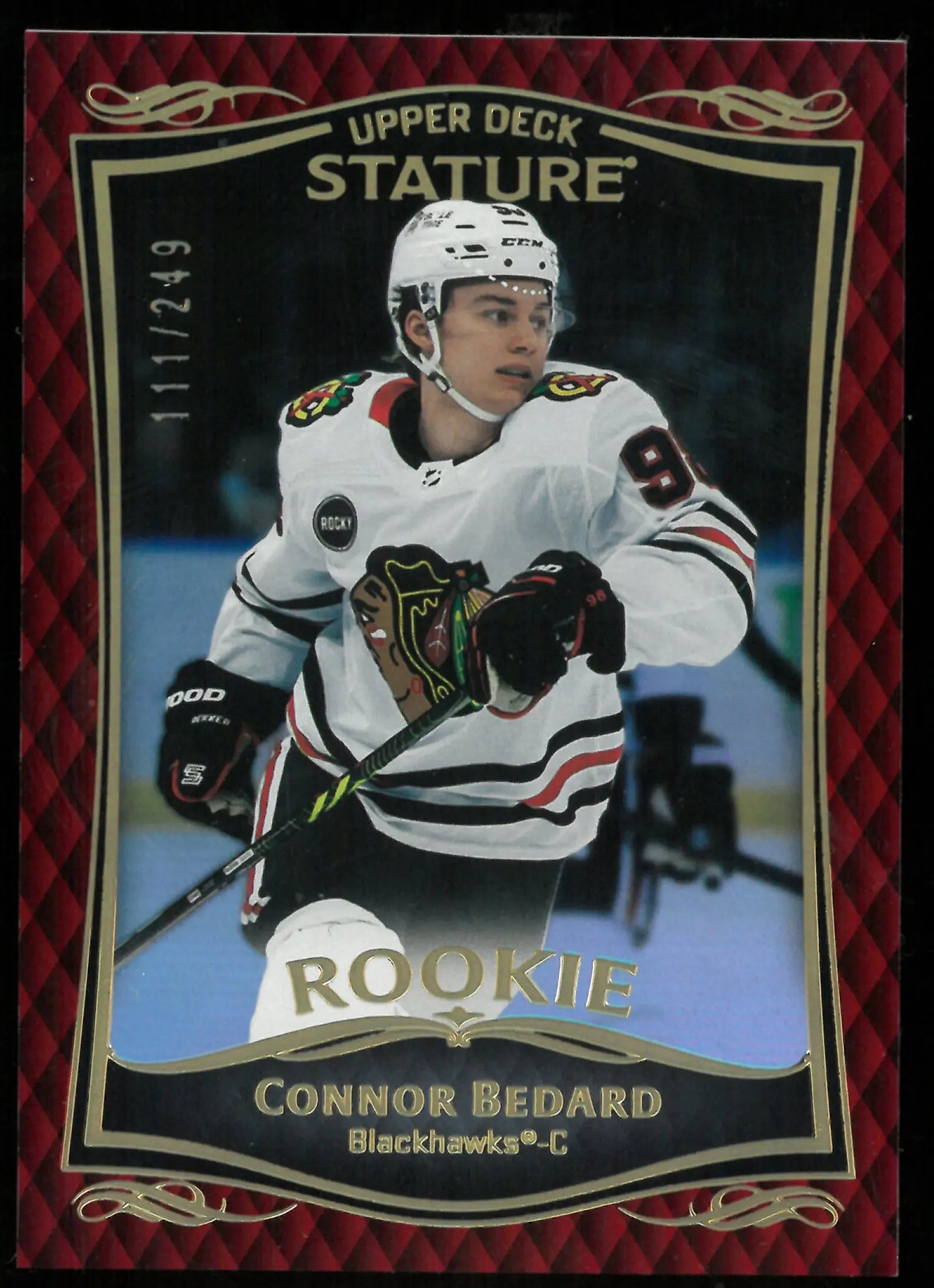 Connor Bedard /249 Stature RC Rookie 2023-24 UD 23-24 Red 