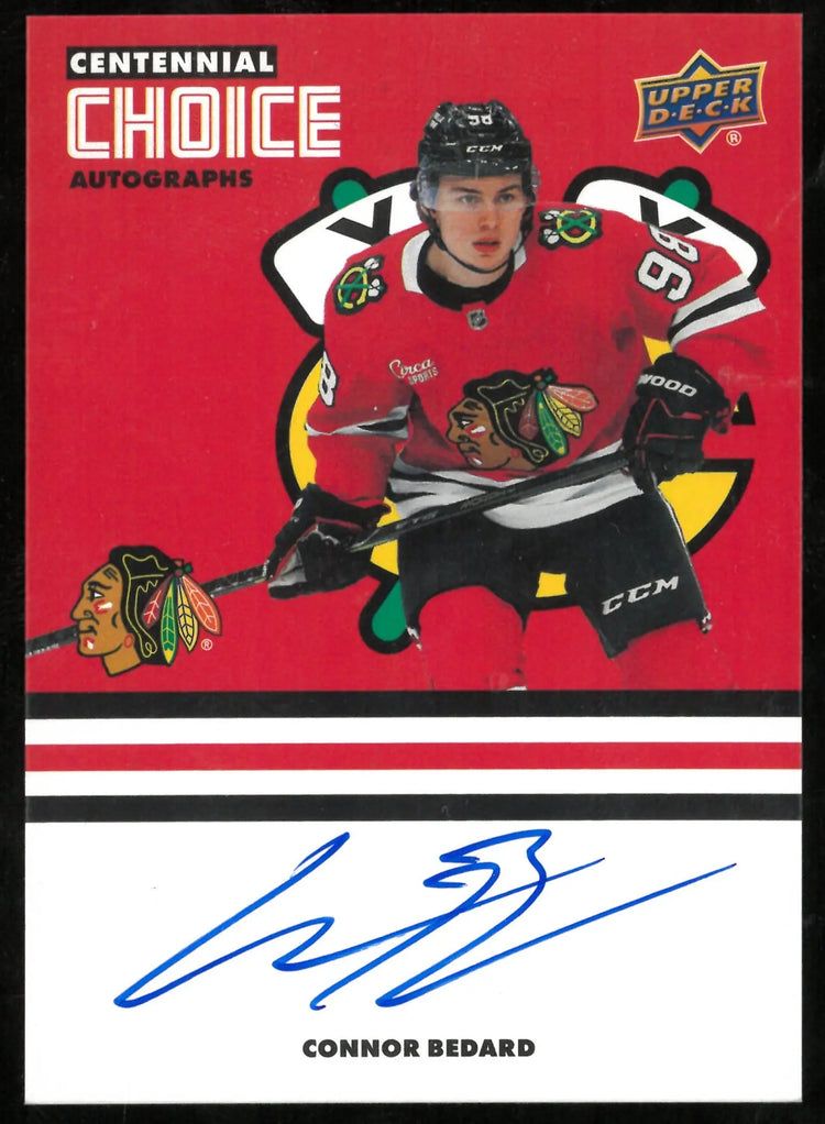 Connor Bedard Auto Blackhawks UD Centennial Choice 2025-26 SSP 