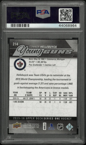 Connor Hellebuyck Young Guns RC Rookie PSA 10 UD Upper Deck 2015-16 15-16 