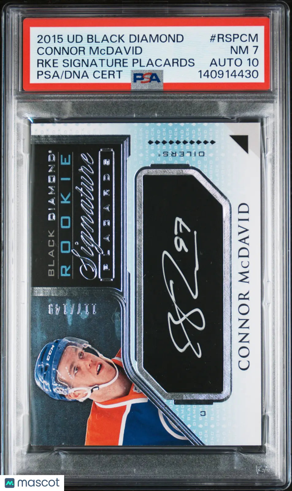 Connor McDavid Black Diamond Signature Placards PSA 7 10 Auto RC Rookie 2015-16 