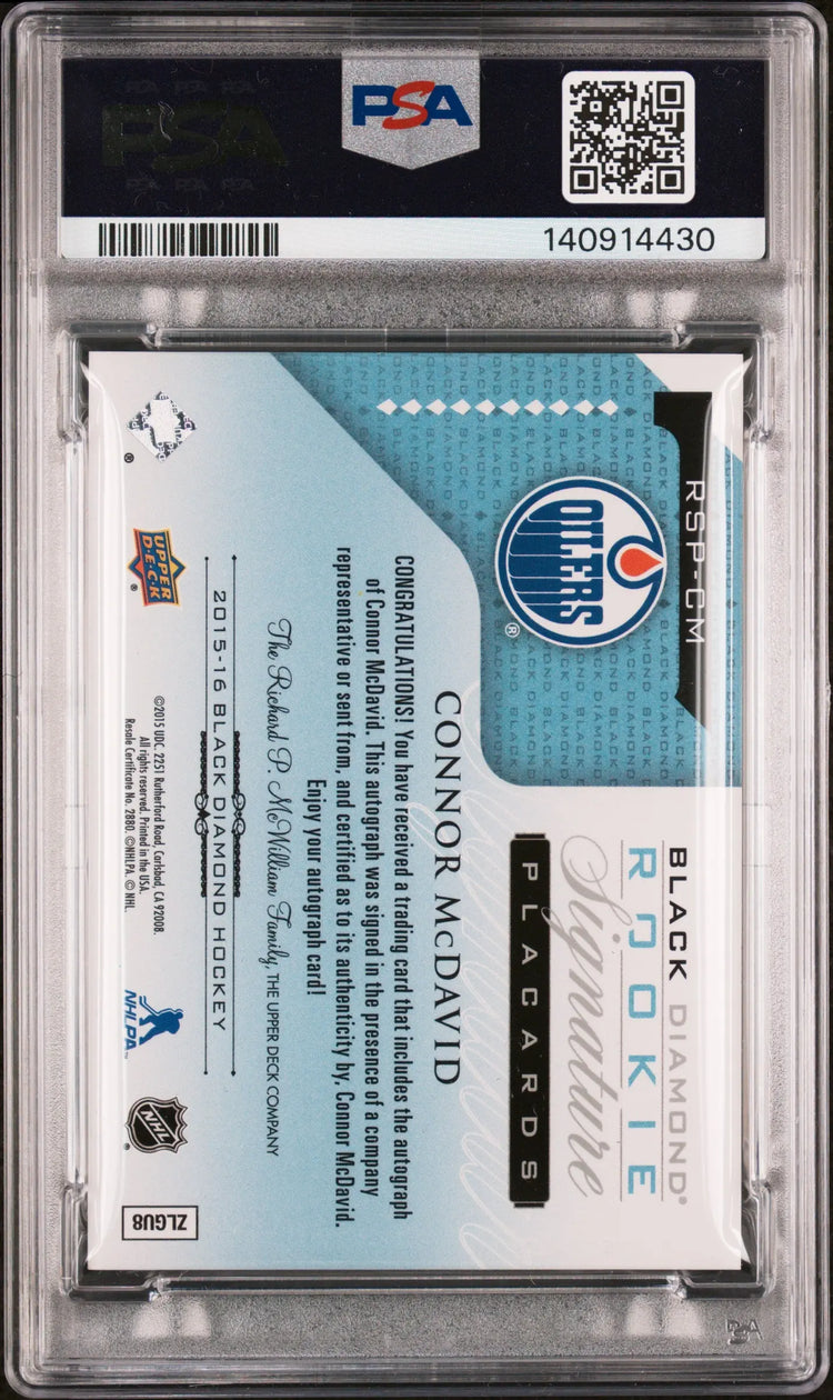 Connor McDavid Black Diamond Signature Placards PSA 7 10 Auto RC Rookie 2015-16 