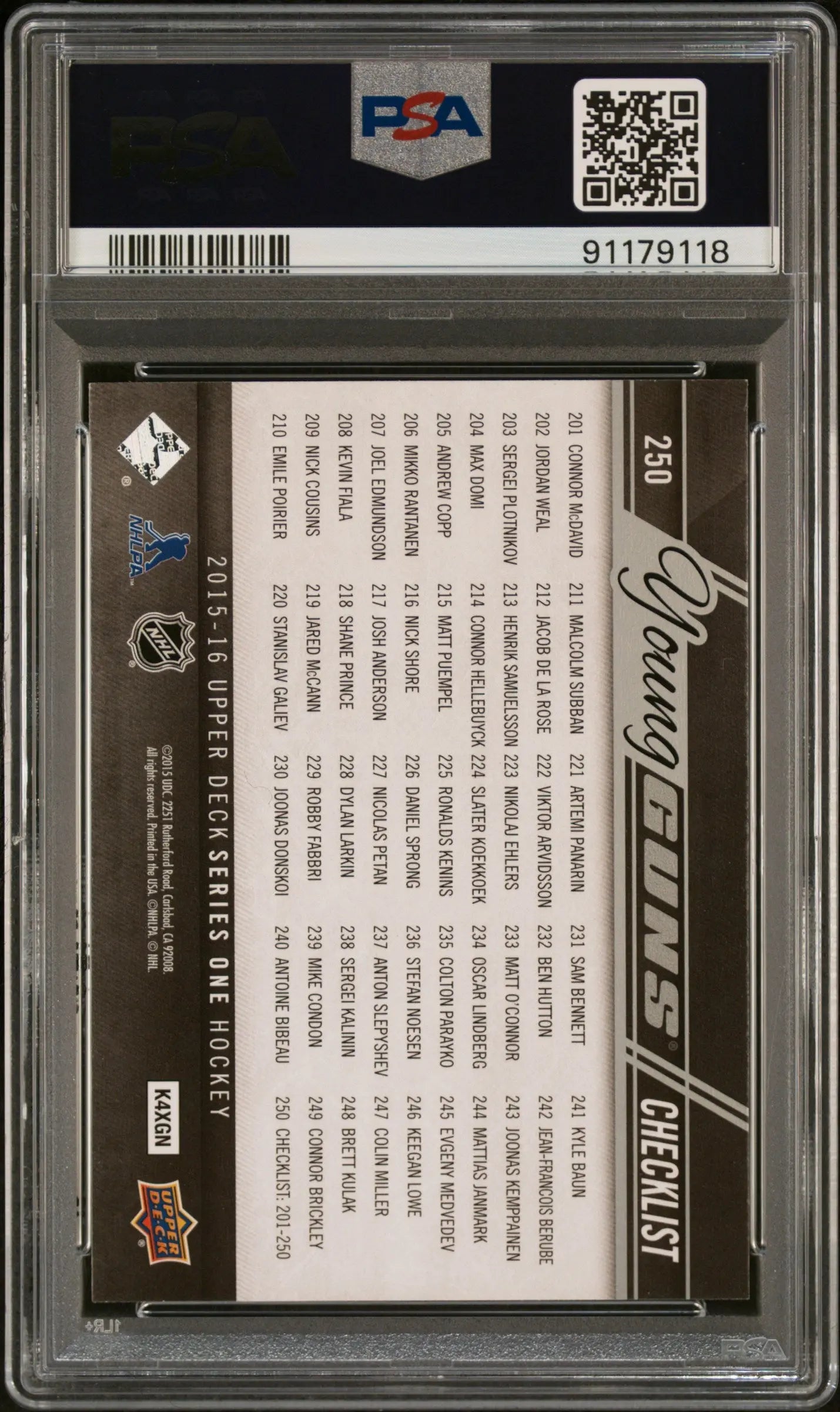 Connor McDavid Sam Bennett PSA 9 Young Guns Checklist 2015-16 UD Upper Deck RC 