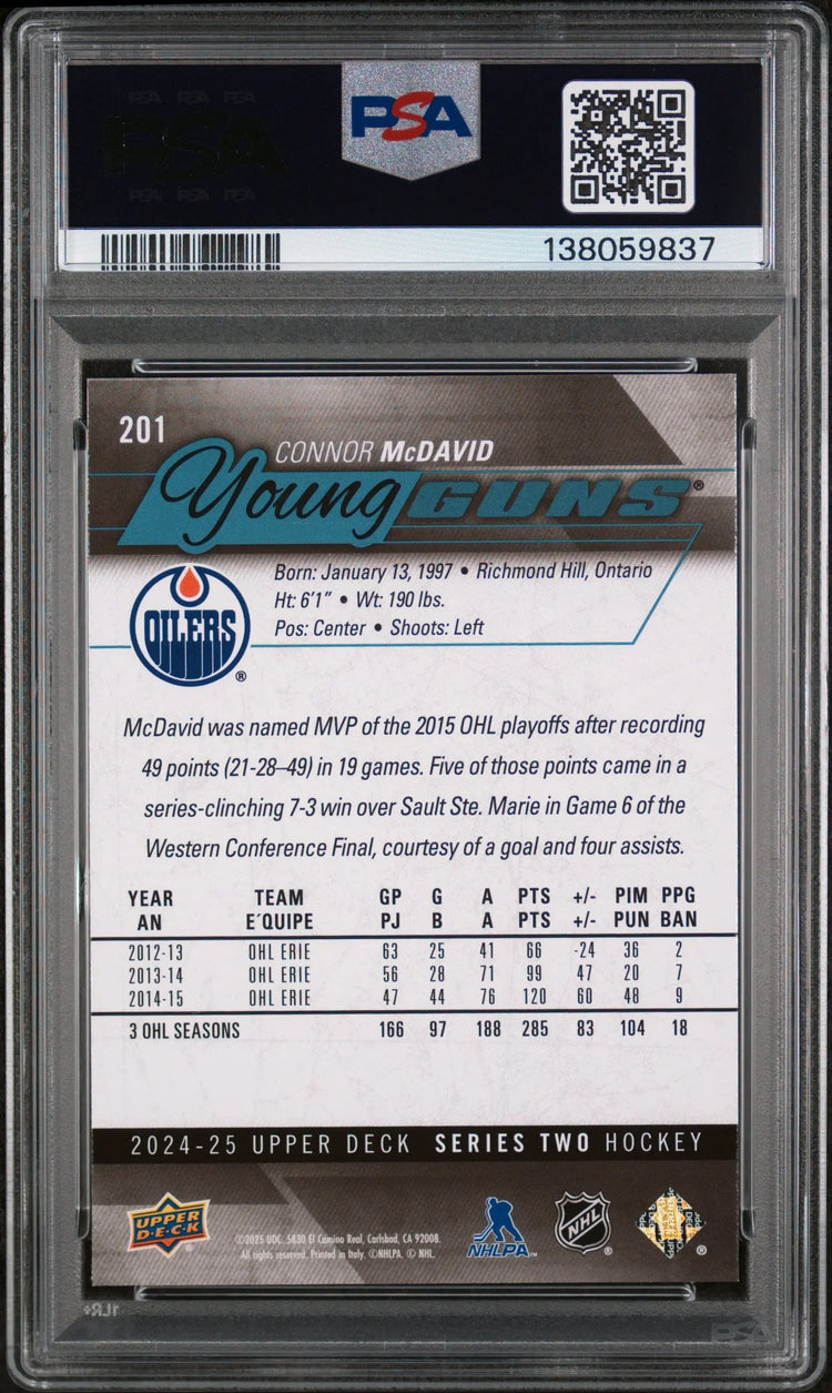 Connor McDavid #201 PSA 10 2024-25 Upper Deck Young Guns Renewed 
