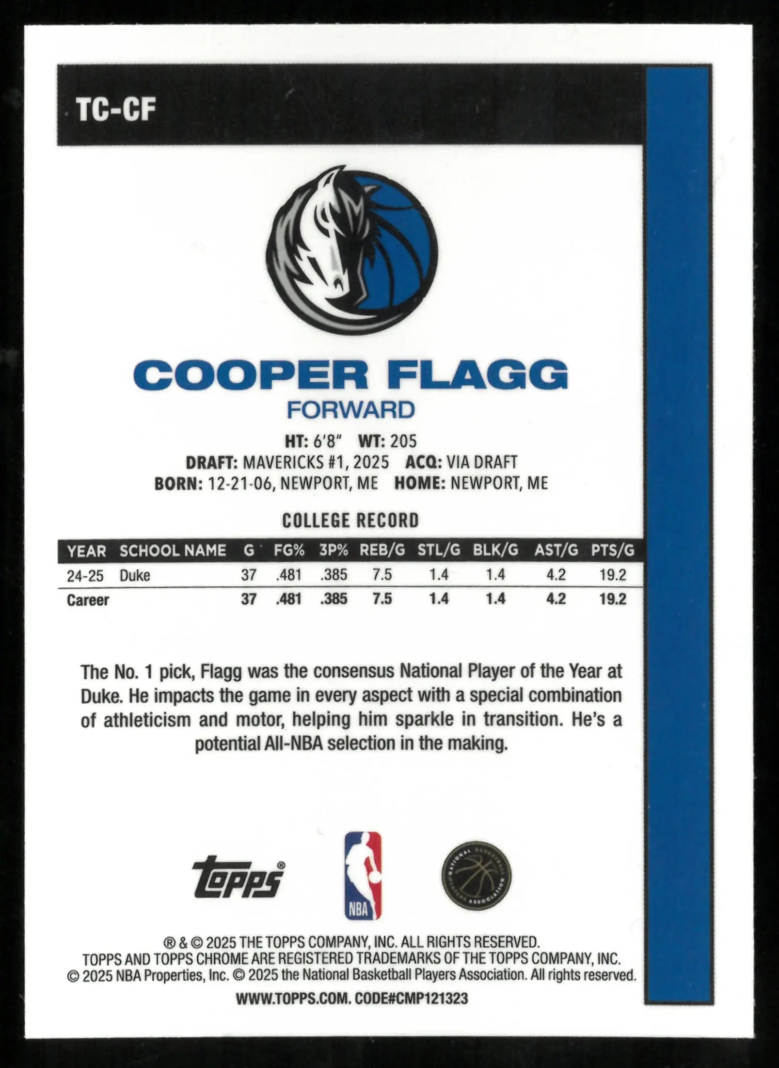 Cooper Flagg RC Rookie /150 32/150 Jersey # 2025-26 Topps Silver Pack 