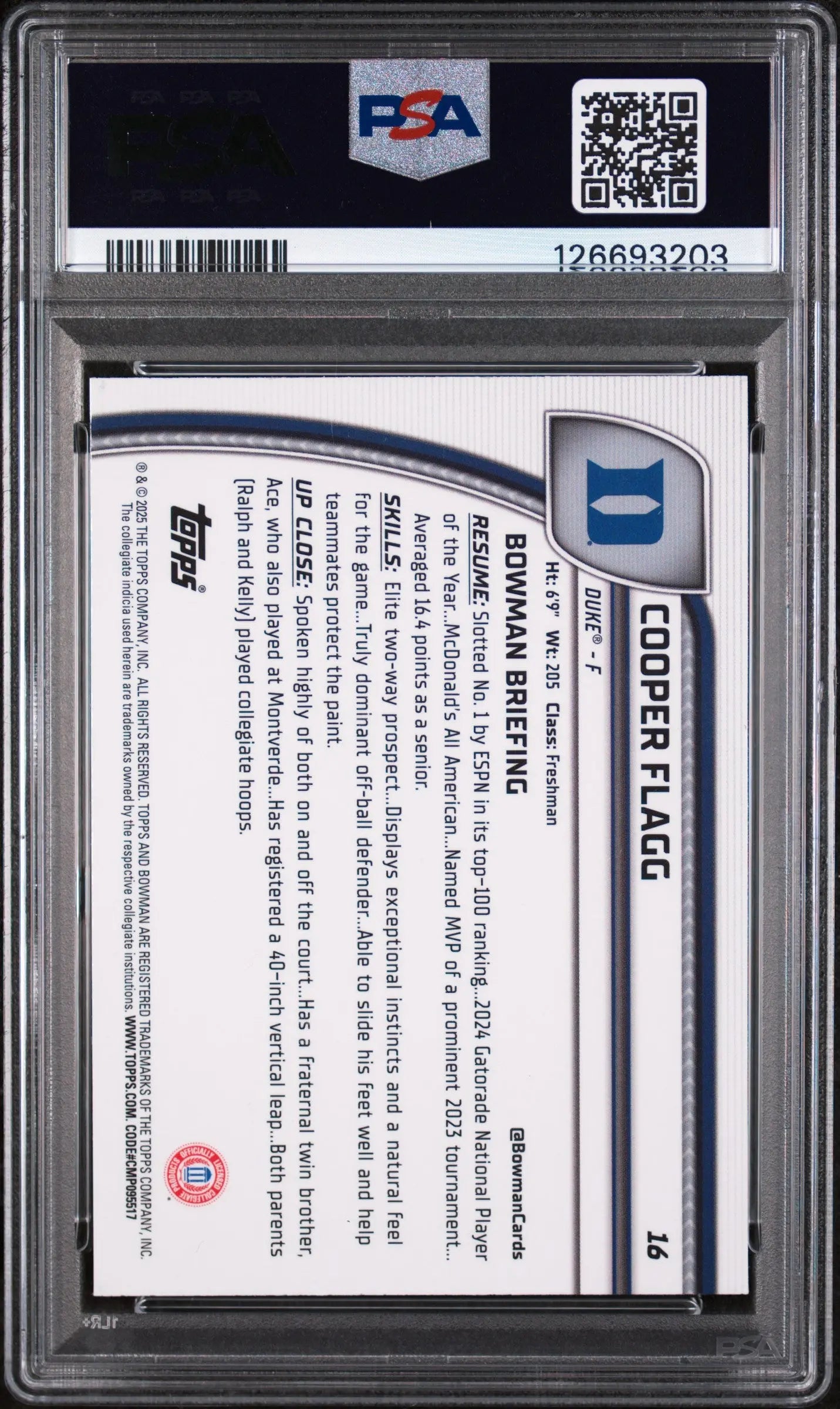 Cooper Flagg RC Rookie 1st PSA 10 Black Wave 2024-25 24-25 Bowman Chrome U 