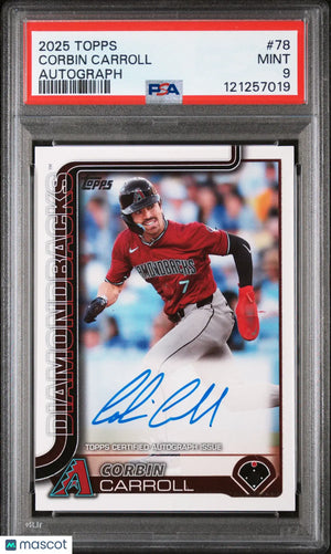 Corbin Carroll Autograph PSA 9 2025 Topps REAL ONES #78 On Card Auto 
