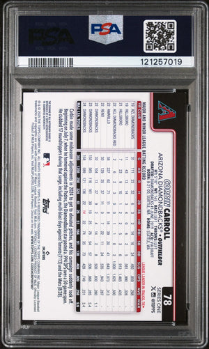 Corbin Carroll Autograph PSA 9 2025 Topps REAL ONES #78 On Card Auto 