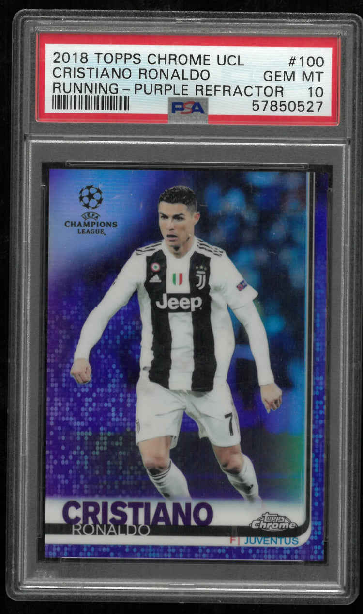 Cristiano Ronaldo Purple Refractor PSA 10 /250 2018-19 Topps Chrome UCL Running 