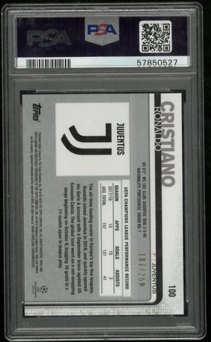 Cristiano Ronaldo Purple Refractor PSA 10 /250 2018-19 Topps Chrome UCL Running 