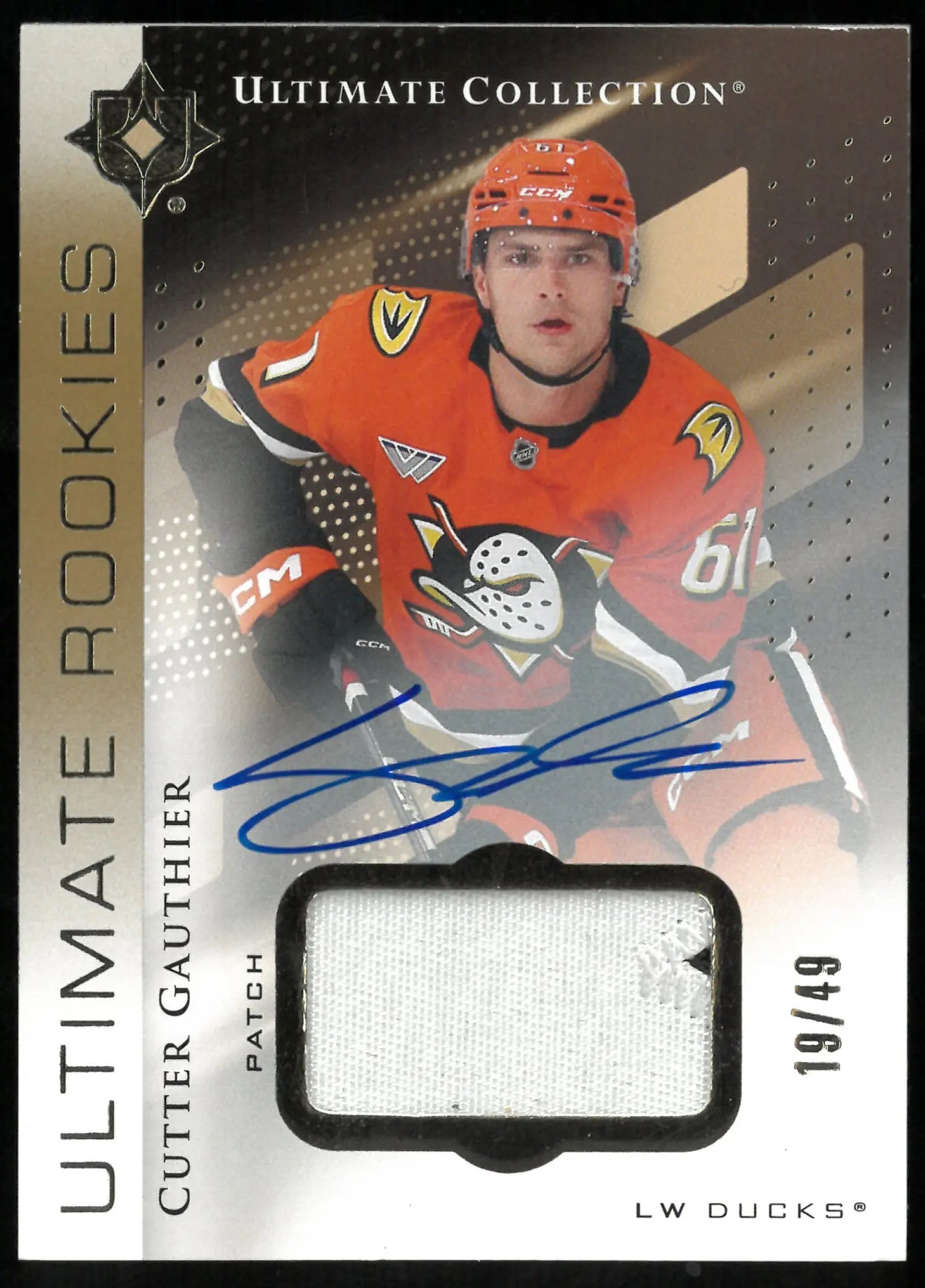 Cutter Gauthier /49 Patch Auto 2024-25 UD Ultimate Ducks 