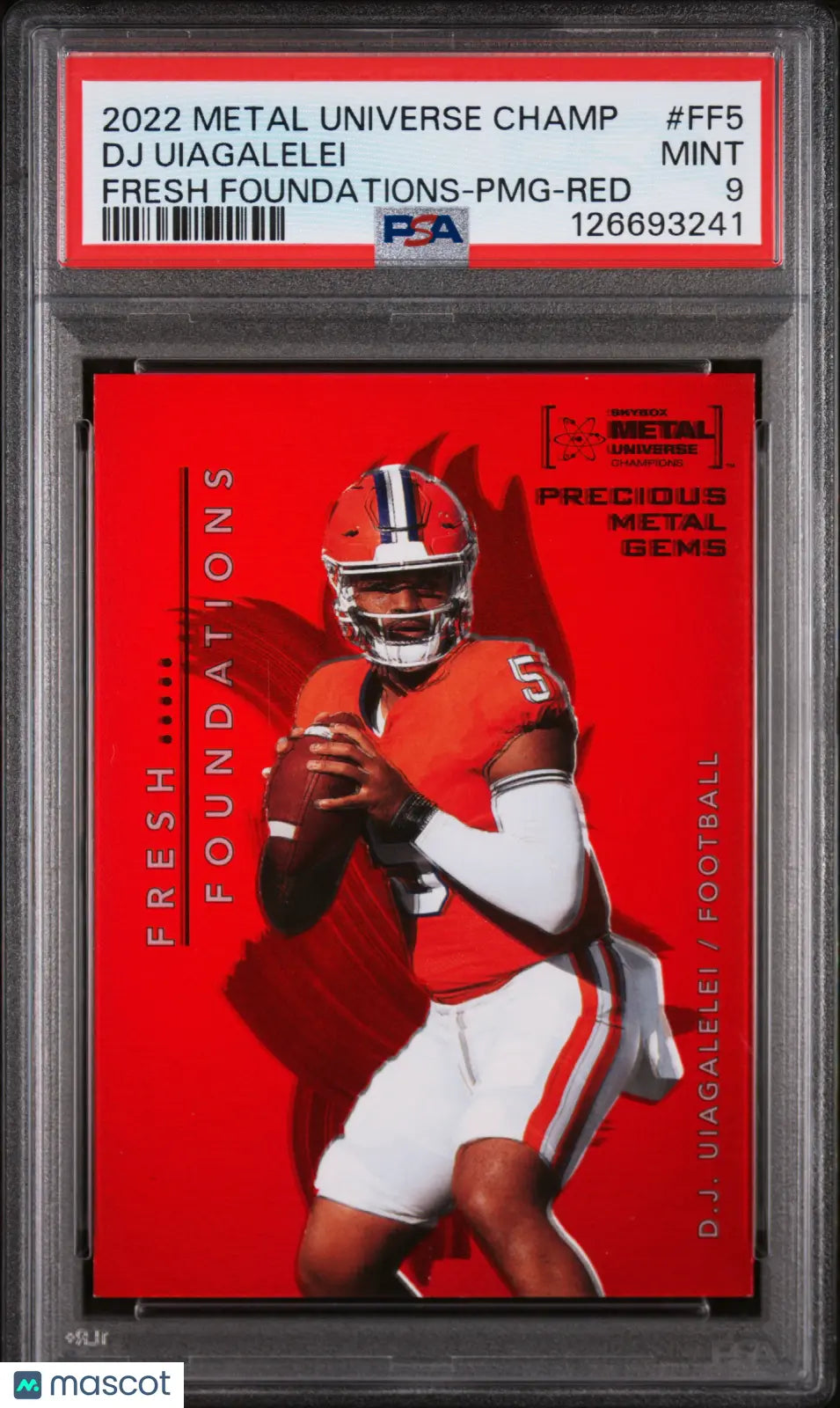 DJ Uiagalelei PMG Red PSA 9 /100 2022 Skybox Metal Universe Champions Metal 