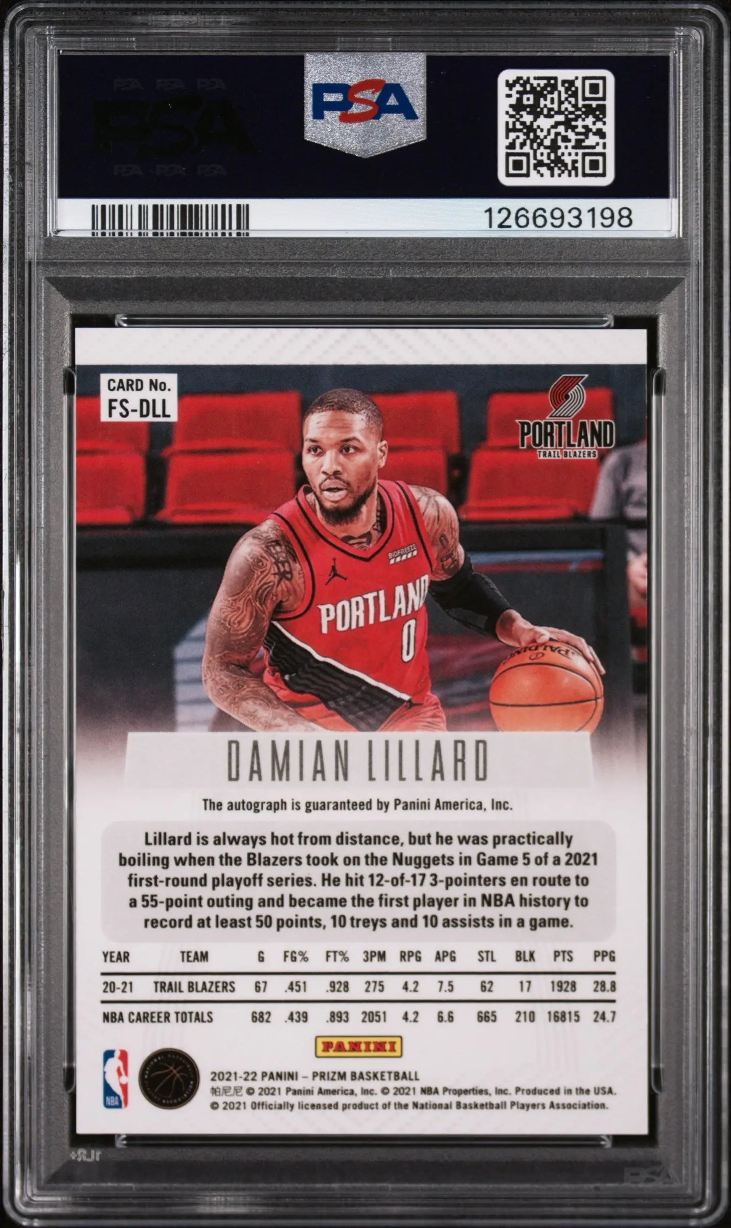 Damian Lillard Flashback Signatures PSA 10 Auto Autograph 2021-22 Prizm 21-22 