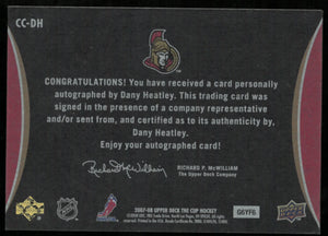 Dany Heatley /50 Auto The Cup Chirography 2007-08 UD Autograph 