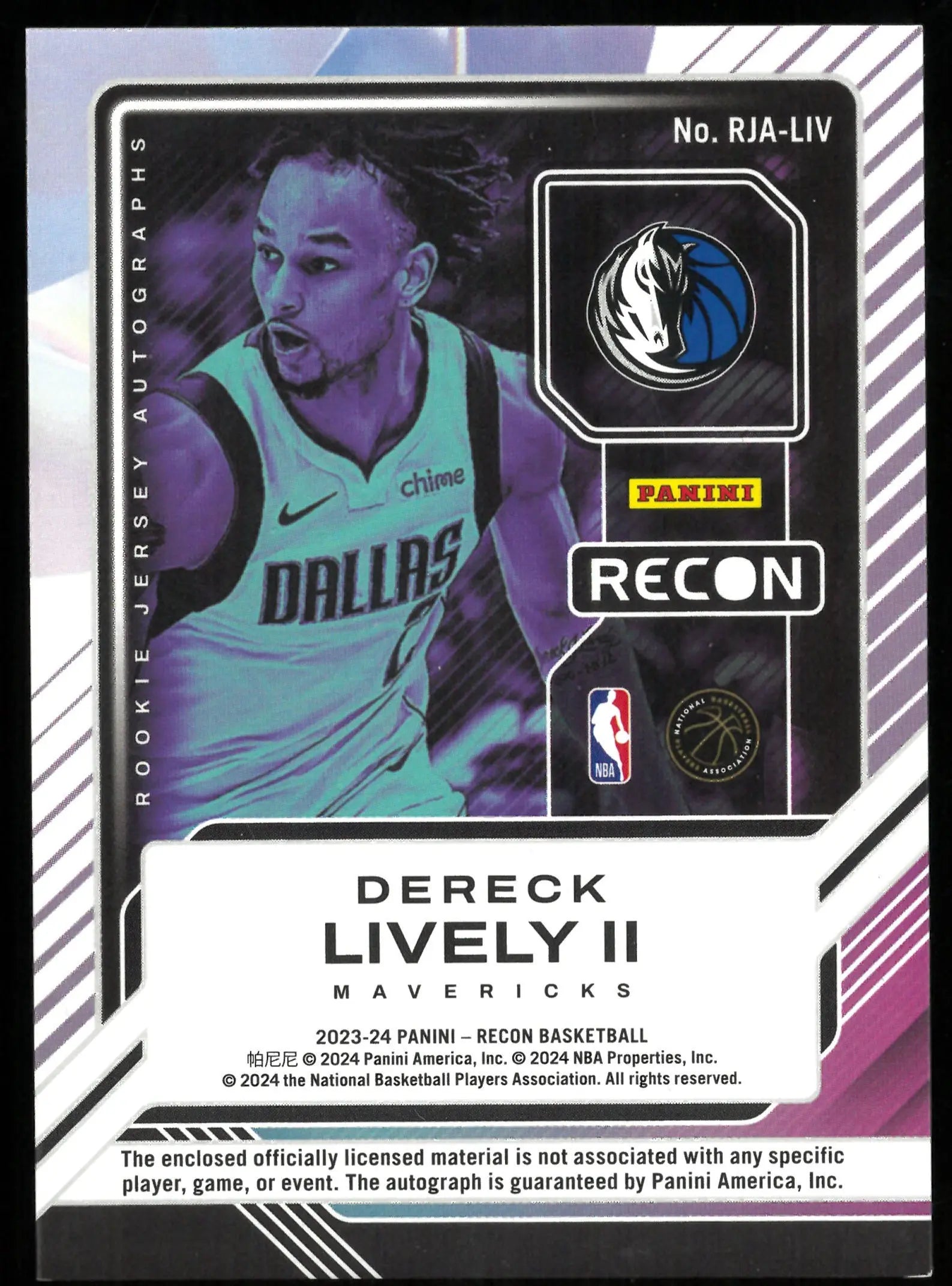 Dereck Lively II 2023-24 Recon RC Rookie Jersey Auto 
