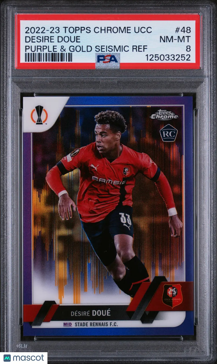 Desire Doue RC Rookie Purple Gold Seismic 2022-23 Topps Chrome UCC 22-23 PSA 8 