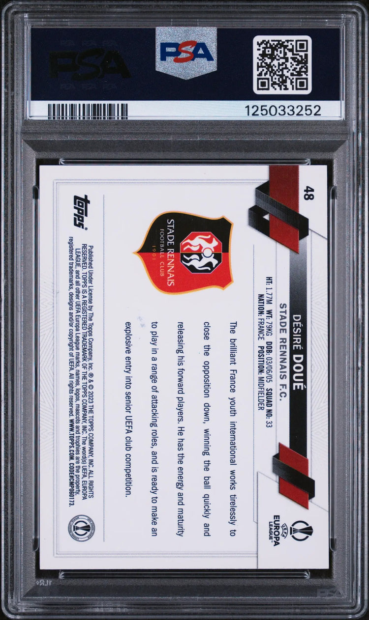 Desire Doue RC Rookie Purple Gold Seismic 2022-23 Topps Chrome UCC 22-23 PSA 8 