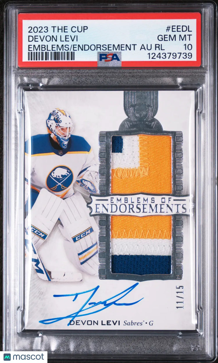 Devon Levi Auto RC Patch /15 PSA 10 GEM UD The Cup Emblems of Endorsements 23-24 