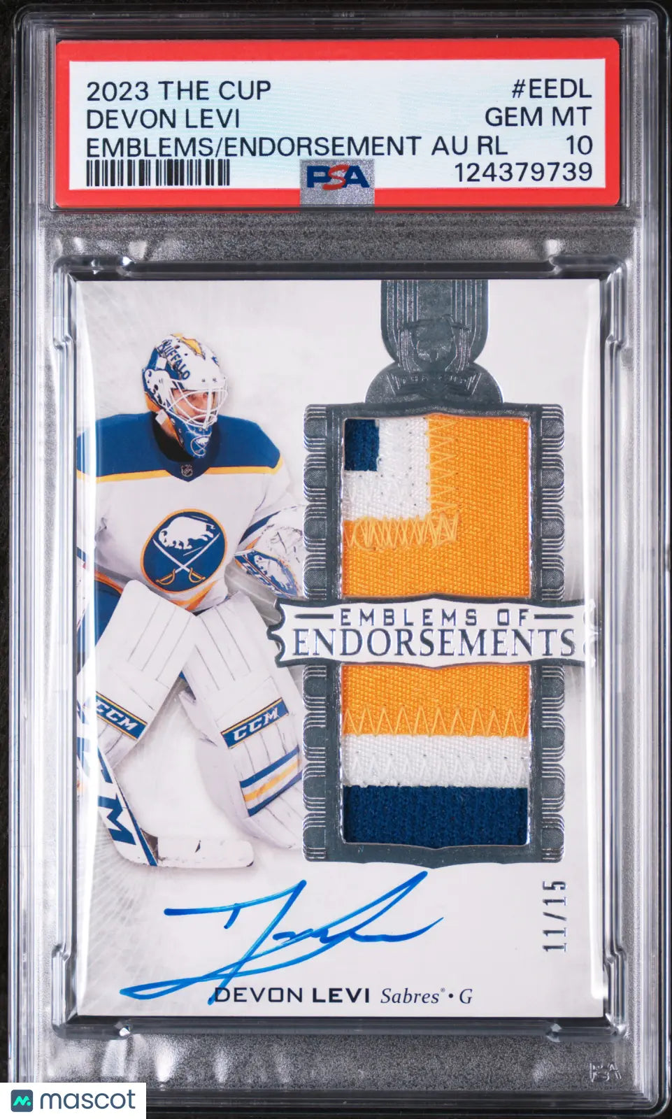 Devon Levi Auto RC Patch /15 PSA 10 GEM UD The Cup Emblems of Endorsements 23-24 