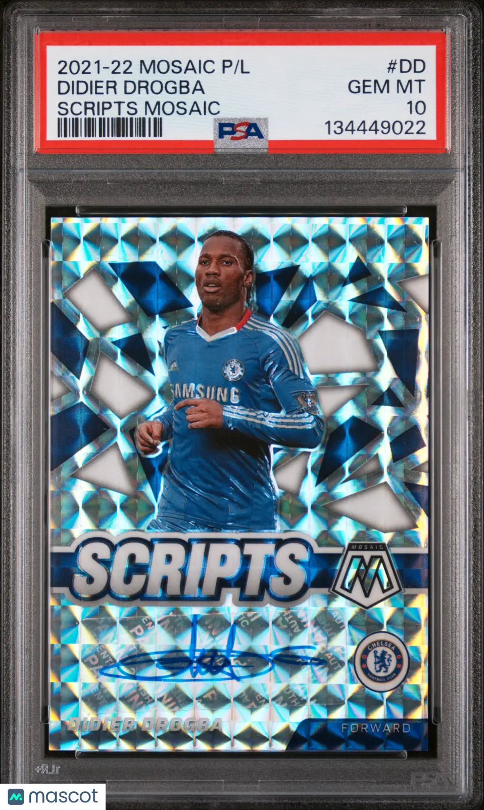 Didier Drogba Auto PSA 10 Autograph Scripts Mosaic 2021-22 PL 